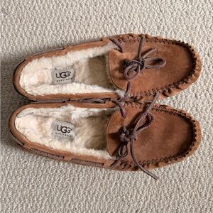 UGG Tan Suede Slippers with Cream Lining